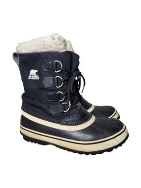 Sorel Winter Carnival Black & Cream Boots Womens Size 6